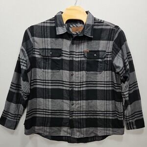 Orvis Big Bear‎ Mens XXL Black Gray Heavy Weight Flannel Shirt Plaid Pockets